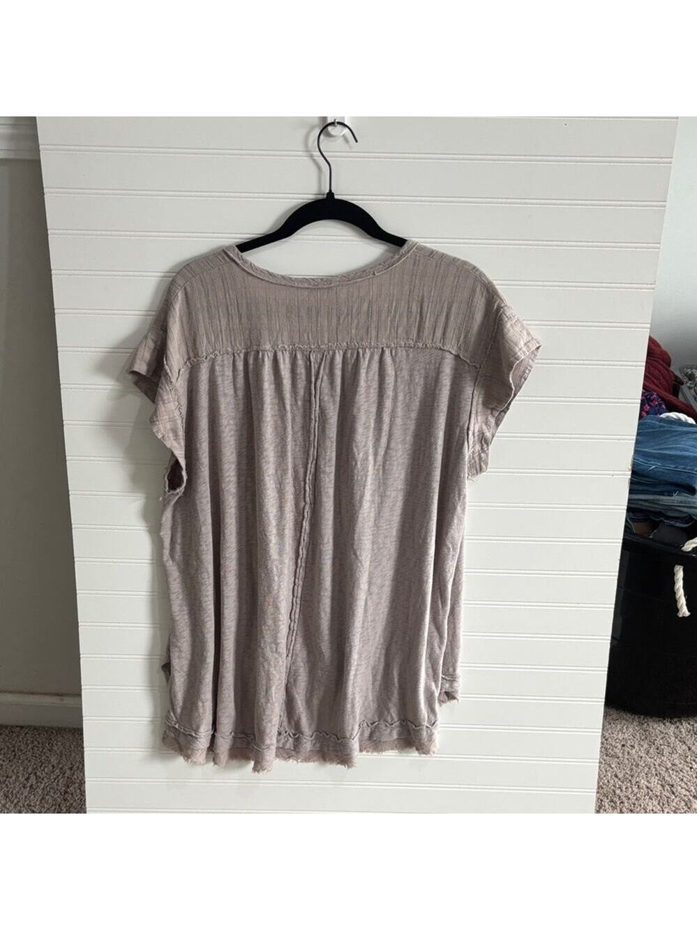 Umgee Taupe Blouse with Button Detail - Picture 3 of 5
